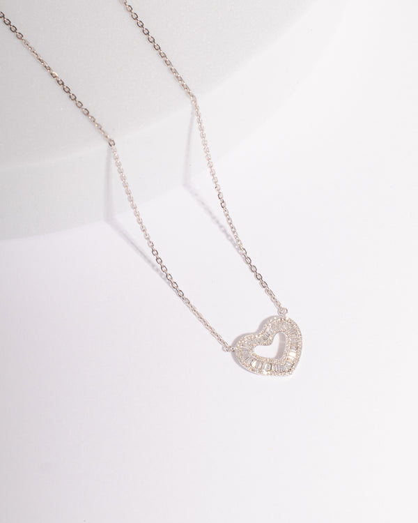 COLLAR DIAMOND LOVE BAGUETTE EN ORO BLANCO 18K