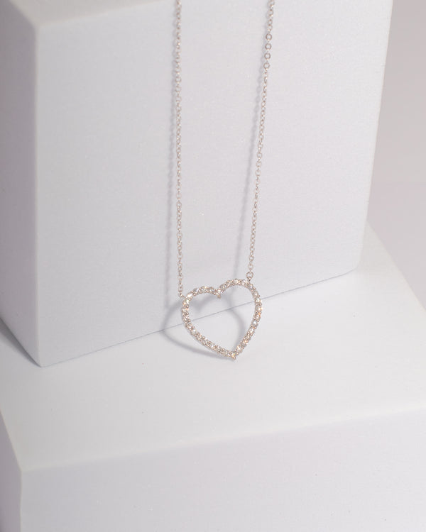 COLLAR SWEET HEART EN ORO BLANCO DE 18K CON DIAMANTES