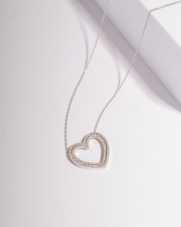 COLLAR CORAZON ETERNAL EN ORO BLANCO DIAMNTES