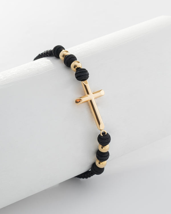 PULSERA TEJIDA CRUZ GRANDE